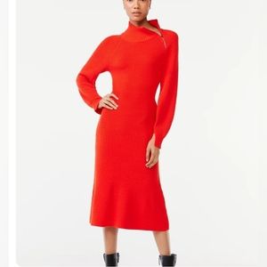 Scoop Women's Ribbed Sweater Dress with Zip Turtleneck in Large